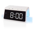 Réveil avec écran LCD et chargeur sans fil 15W/5V 1xCR2032 blanc