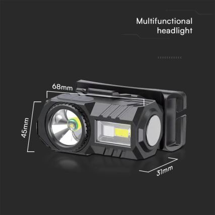 RGBW Lampe frontale rechargeable à intensité variable USB LED/3W/5V IP43 190 lm 24 h