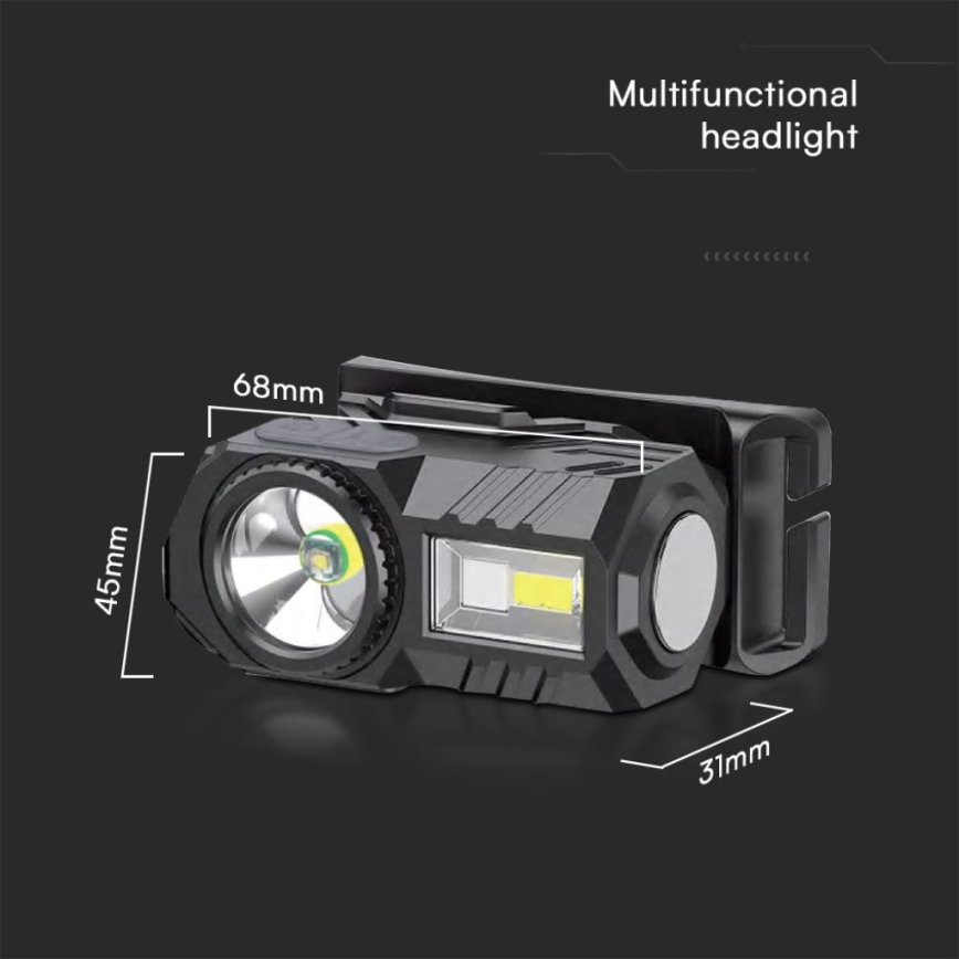 RGBW Lampe frontale rechargeable à intensité variable USB LED/3W/5V IP43 190 lm 24 h