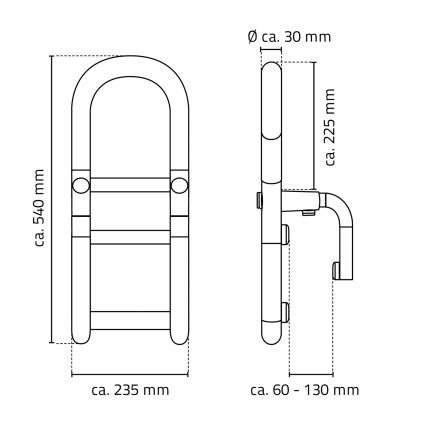 Ridder - Barre d'appui pour baignoire 54x23,5 cm blanche