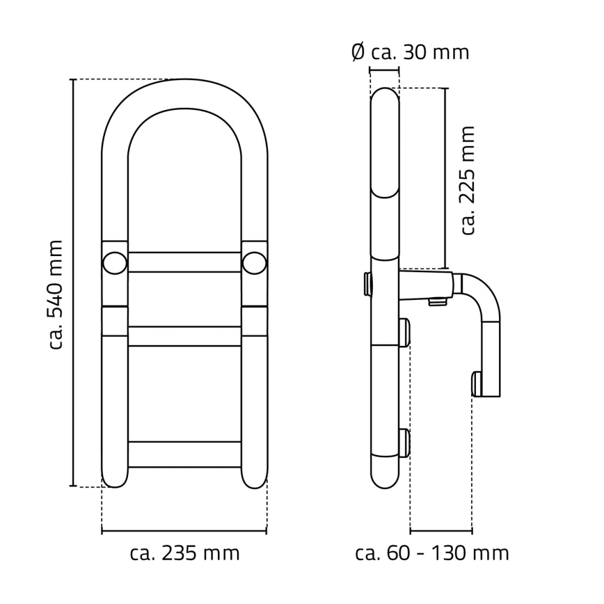 Ridder - Barre d'appui pour baignoire 54x23,5 cm blanche