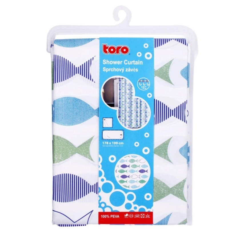 Rideau de douche TORO PREMIUM 178x199 cm bleu/vert