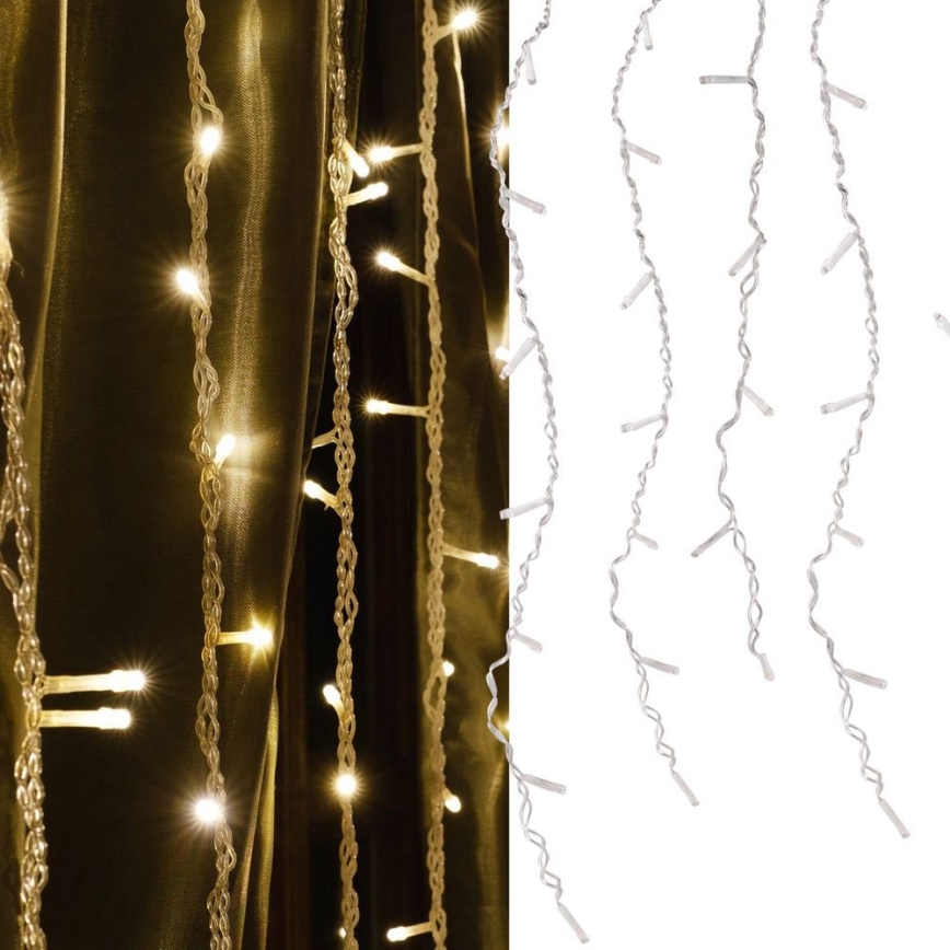 Rideau LED de Noël ESTELLA 47xLED/8 fonctions 3,5 m blanc chaud