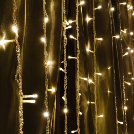 Rideau LED de Noël ESTELLA 47xLED/8 fonctions 3,5 m blanc chaud