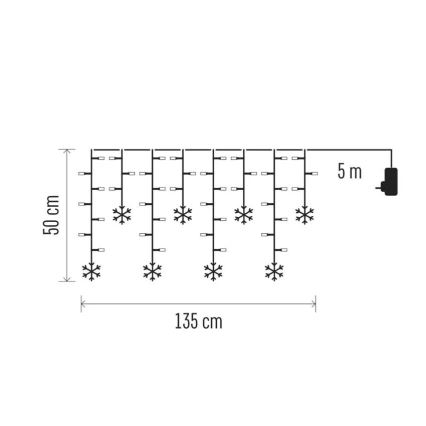 Rideau lumineux de Noël 60 LED / 1,35 W, 635 x 50 cm, blanc froid