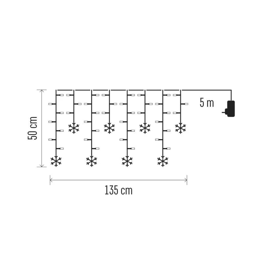 Rideau lumineux de Noël 60 LED / 1,35 W, 635 x 50 cm, blanc froid