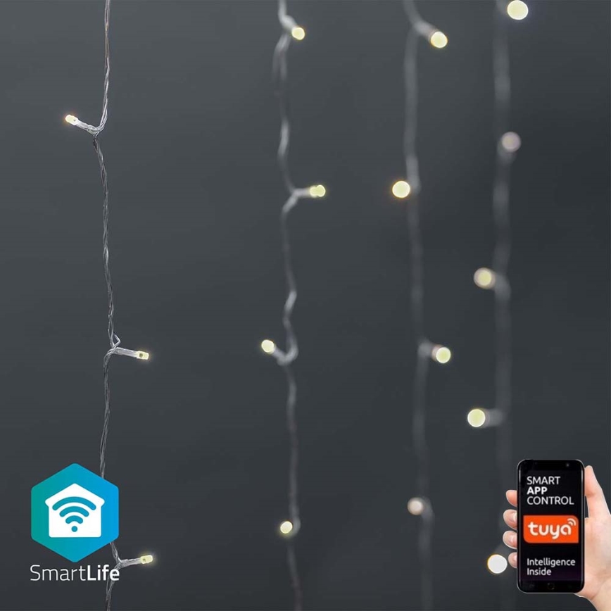 Rideau lumineux de Noël LED 200 LED / 11 fonctions, 6 m, IP65, Wi‑Fi Tuya, du blanc chaud au blanc froid