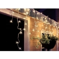 Rideau lumineux de Noël LED d'extérieur, 120 LED, 8 fonctions, 9 m, IP44, blanc chaud