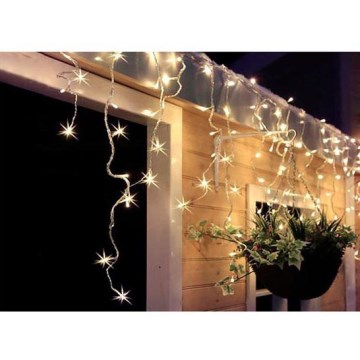 Rideau lumineux de Noël LED d'extérieur, 120 LED, 8 fonctions, 9 m, IP44, blanc chaud