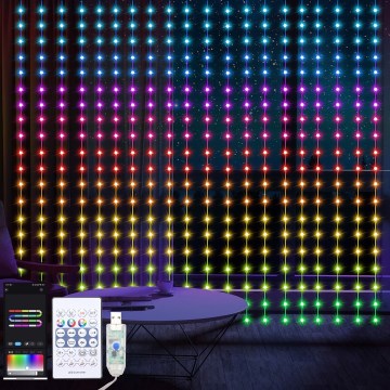 Rideau lumineux de Noël LED RGB dimmable WIZARD 400xLED/USB 2x2m + télécommande