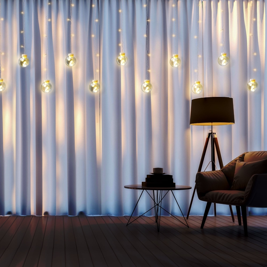 Rideau lumineux de Noël WISH BALLS 108xLED/8 fonctions 4,5 m blanc chaud