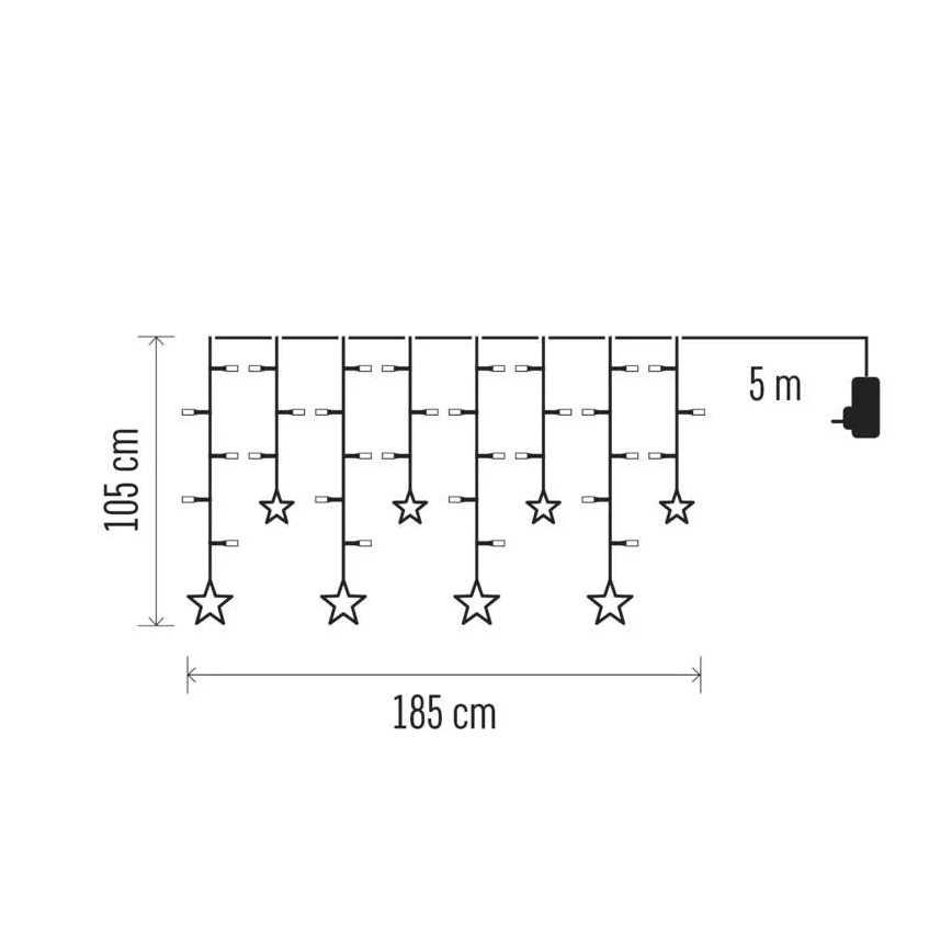 Rideau lumineux LED de Noël 115xLED/1,35W 6,85x1,05 m blanc chaud