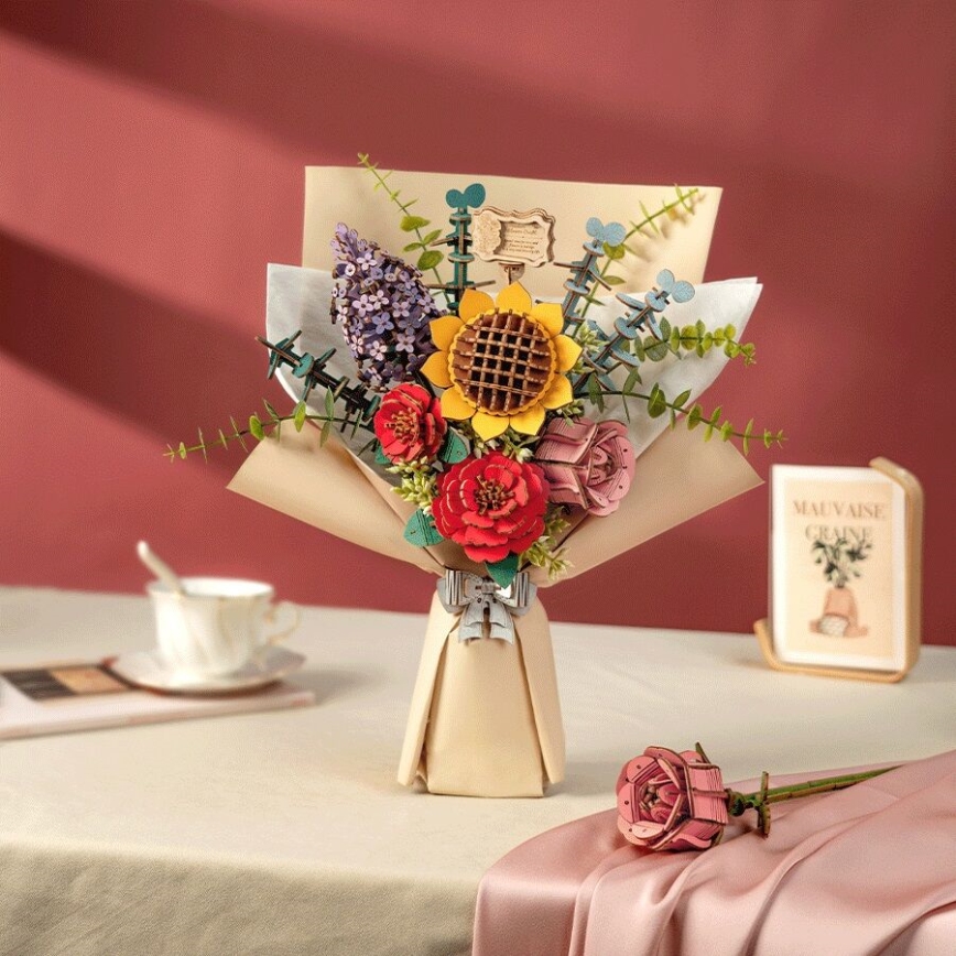 RoboTime - Puzzle 3D en bois Bouquet