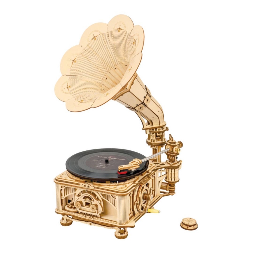 RoboTime - Puzzle 3D mécanique en bois Gramophone (conduite électrique)