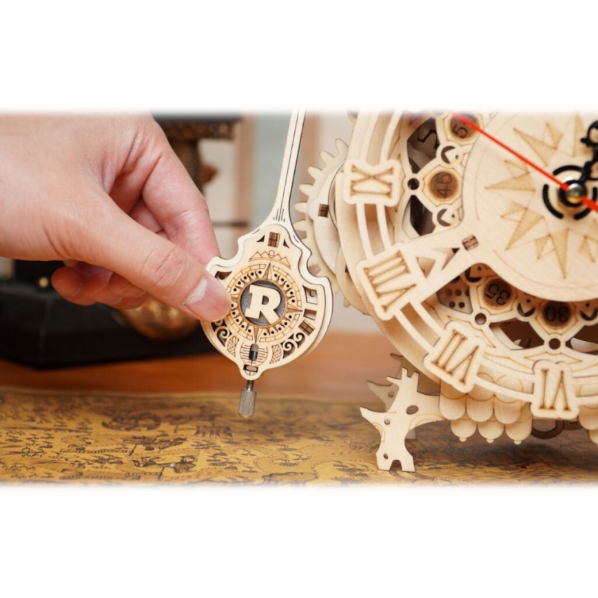 RoboTime - Puzzle mécanique 3D en bois Horloge hibou 1xAA