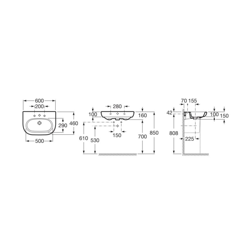 Roca A327242000 - Lavabo suspendu MERIDIAN 60x46 cm céramique/blanc