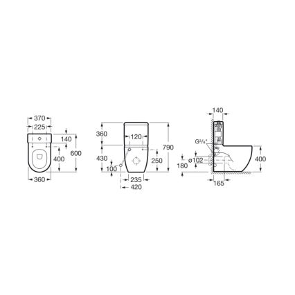 Roca A341242000 - Réservoir de chasse MERIDIAN, raccordement inférieur, céramique/blanc