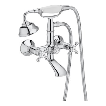 Roca A5A014BC00 - Ensemble pour baignoire avec mitigeur CARMEN RETRO, finition chrome brillant