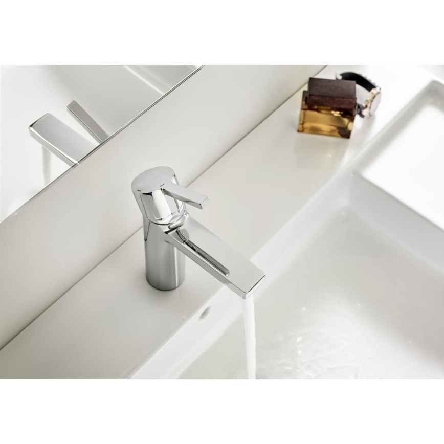 Roca A5A3296C00 - Mitigeur pour lavabo avec bonde NAIA 16,7 cm, chrome brillant