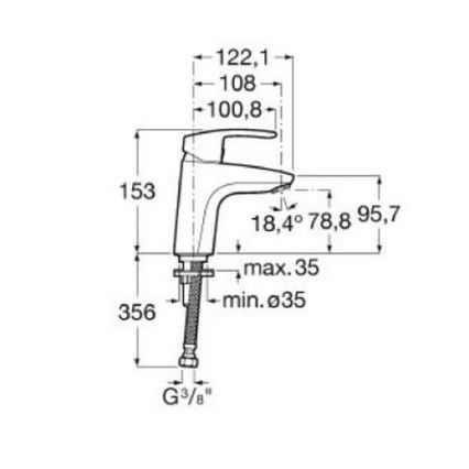 Roca A5A3298C00 - Mitigeur lavabo MONODIN 15,3 cm chrome brillant