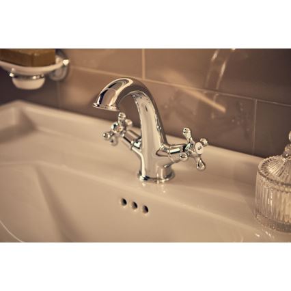 Roca A5A3A4BC00 - Mitigeur pour lavabo + bonde avec trop-plein CARMEN RETRO 17,8 cm chrome brillant