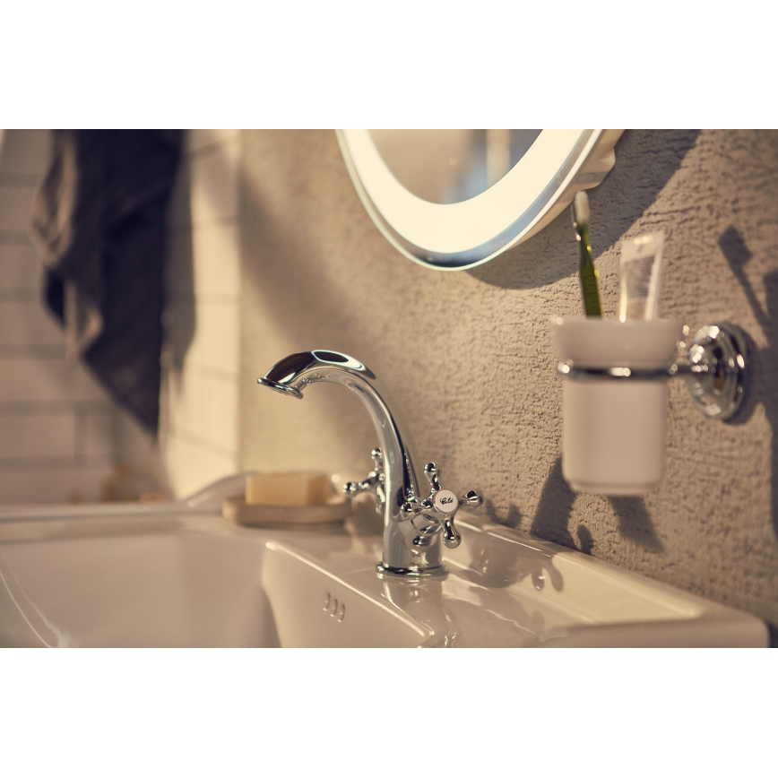 Roca A5A3A4BC00 - Mitigeur pour lavabo + bonde avec trop-plein CARMEN RETRO 17,8 cm chrome brillant