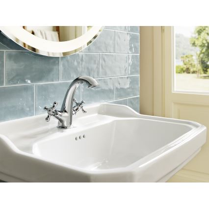 Roca A5A3A4BC00 - Mitigeur pour lavabo + bonde avec trop-plein CARMEN RETRO 17,8 cm chrome brillant