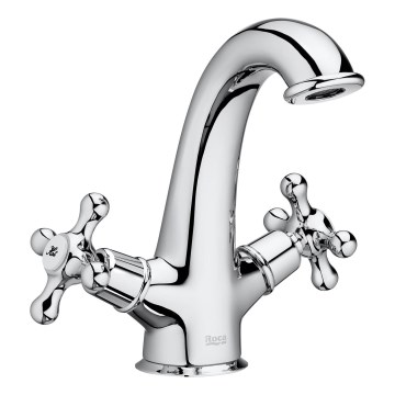 Roca A5A3A4BC00 - Mitigeur pour lavabo + bonde avec trop-plein CARMEN RETRO 17,8 cm chrome brillant