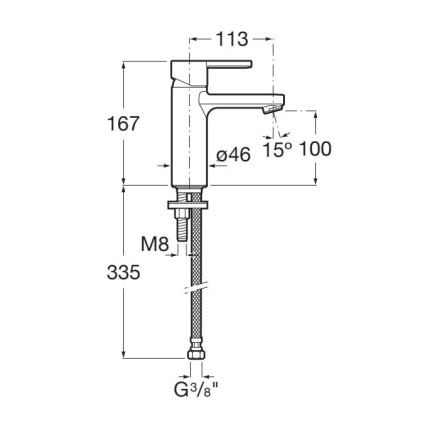 Roca A5A3A96CN0 - Mitigeur lavabo NAIA 16,7 cm Cold Start/noir titane