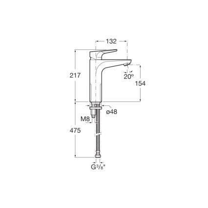 Roca A5A3D90C00 - Mitigeur lavabo ATLAS 21,7 cm chromé brillant