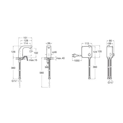Roca A5A5509C00 - Robinet de lavabo sans contact L20 230V chrome brillant