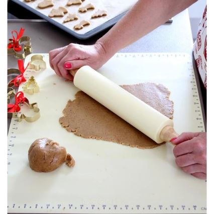 Rouleau en bois recouvert de silicone TORO, 43 cm — crème