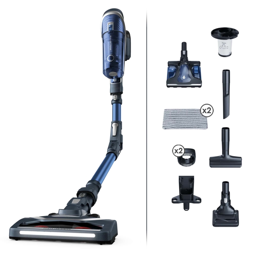 Rowenta - Aspirateur balai X-FORCE FLEX 8,60 ANIMAL AQUA 4EN1 185W/22V bleu