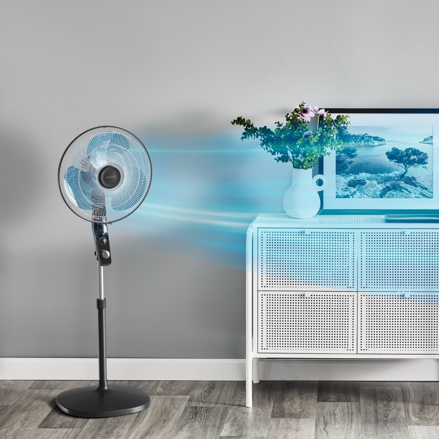 Rowenta - Ventilateur sur pied ESSENTIAL+ avec répulsif anti-moustiques intégré 60 W/230 V 130 cm noir