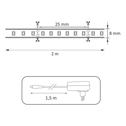 Ruban 2m LED/18W/12V 4000K