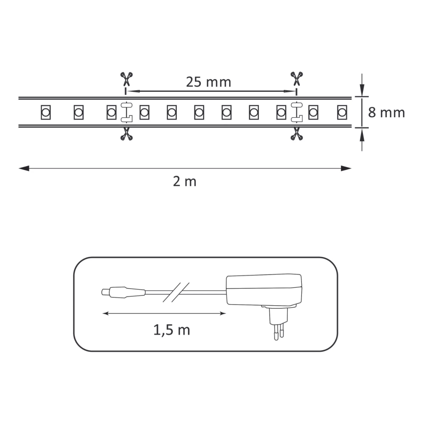 Ruban 2m LED/18W/12V 4000K