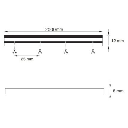 Ruban LED NEON 2 m LED/14W/12V IP65 vert