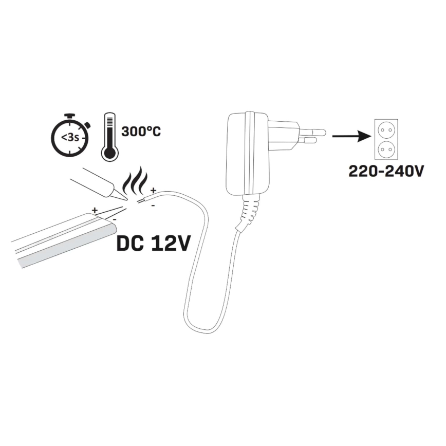 Ruban LED NEON 2 m LED/14W/12V IP65 vert