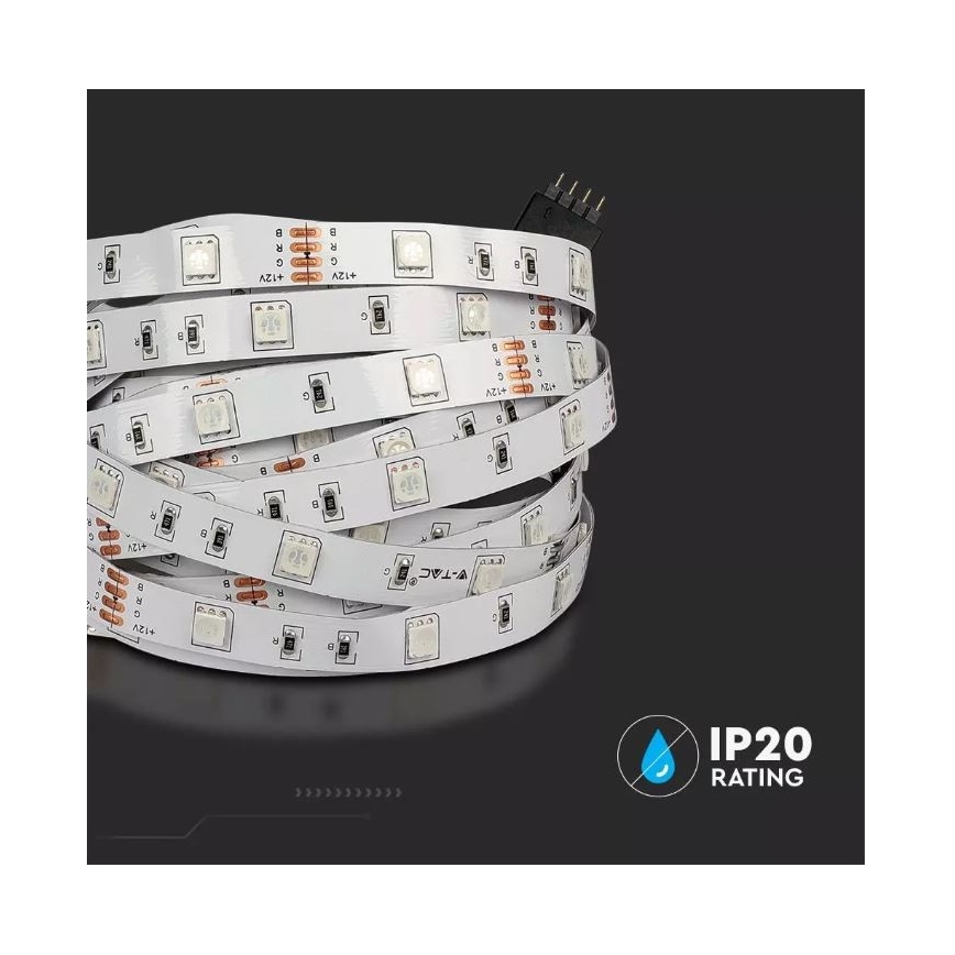 Ruban LED RVB à intensité variable 2x5m LED/4,8W/230V + télécommande