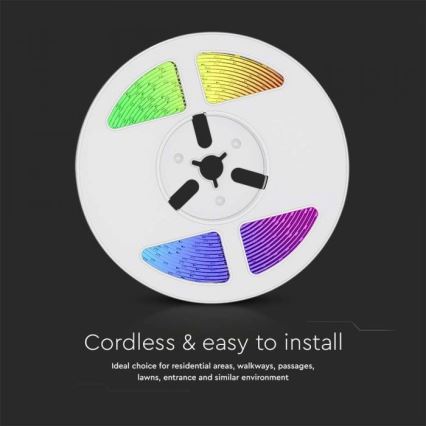 Ruban solaire RGB à intensité variable LED/1,2W/3,7V IP67 5m + télécommande