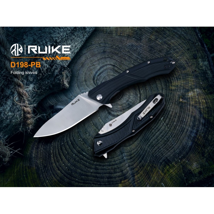 Ruike RUD198PB - Couteau de poche pliable 23,1 cm noir
