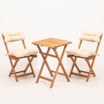 Salon de jardin avec oreillers hêtre