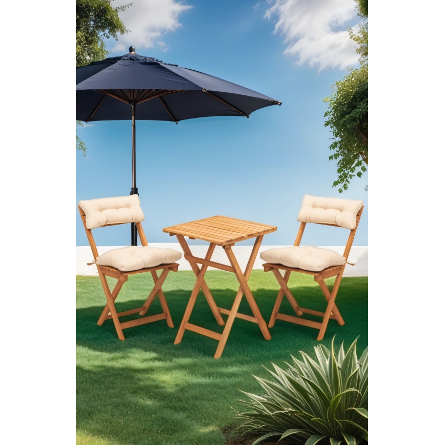 Salon de jardin avec oreillers hêtre