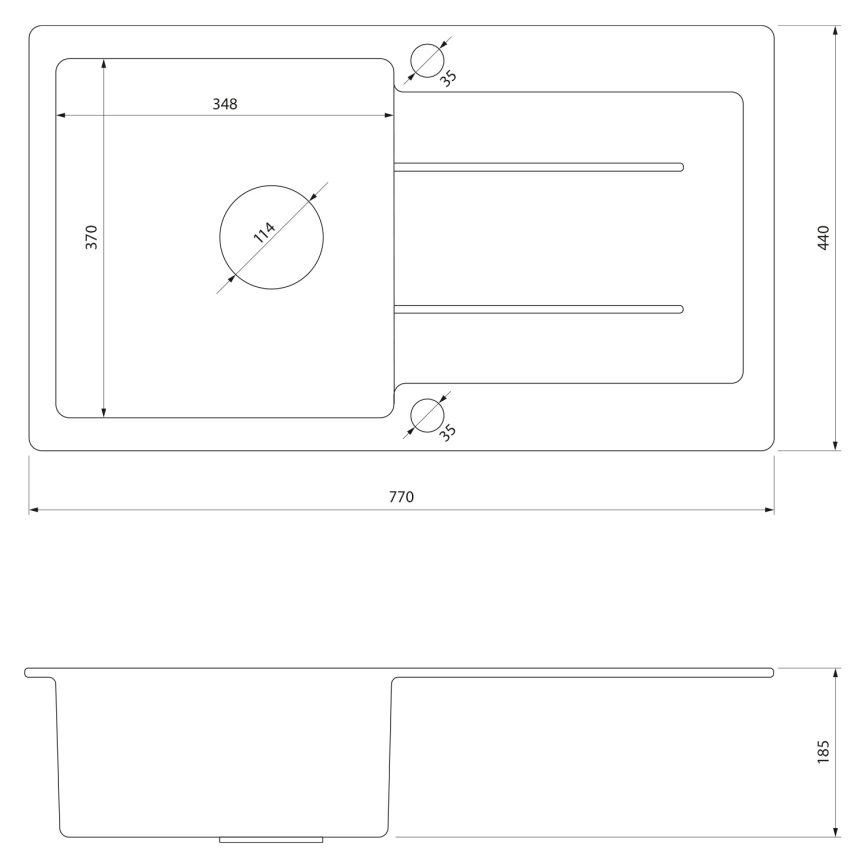 Samona - Évier de cuisine SAMONA 77x44 cm granit/noir