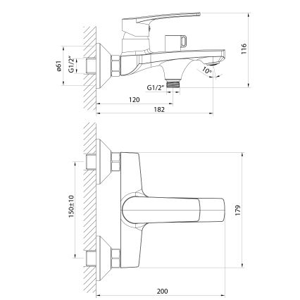 Samona - Mitigeur de baignoire KORANA, chrome brillant