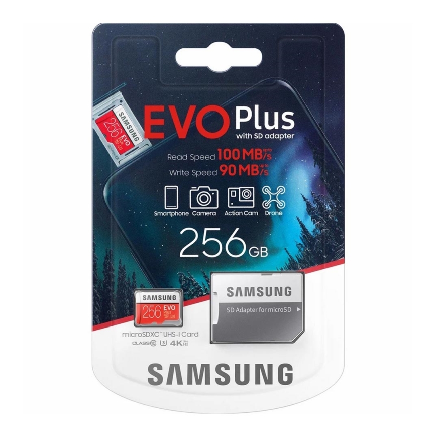 Samsung - MicroSDXC 256GB EVO+ U3 100MB/s + adaptateur SD