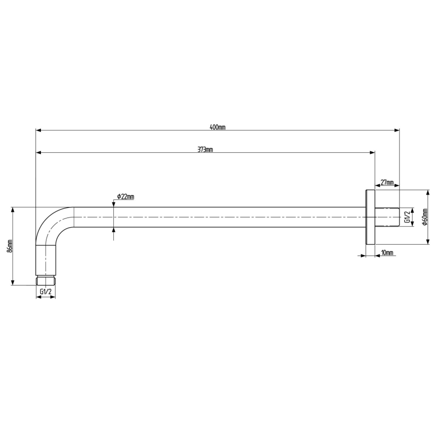 Sapho - Bras de douche arrondi 40 cm mat noir