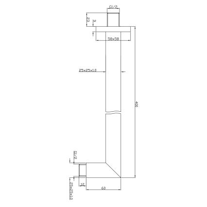Sapho - Bras de douche carré 40 cm chrome brillant