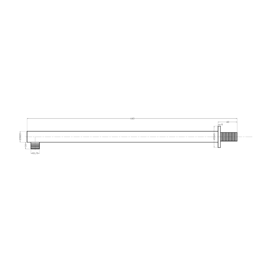 Sapho - Bras de douche carré 44 cm chrome brillant