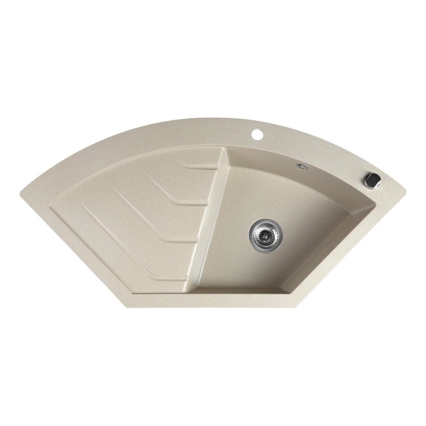 Sapho - Évier d'angle pour cuisine 114 x 57,5 cm granit/beige